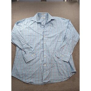 Peter Millar Men's Long-Sleeve Plaid Dress Button Down Shirt XL Extra Large Blue